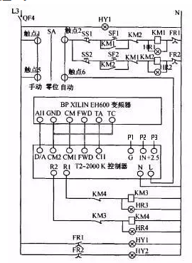 實際運行的控制器與變頻器接線圖